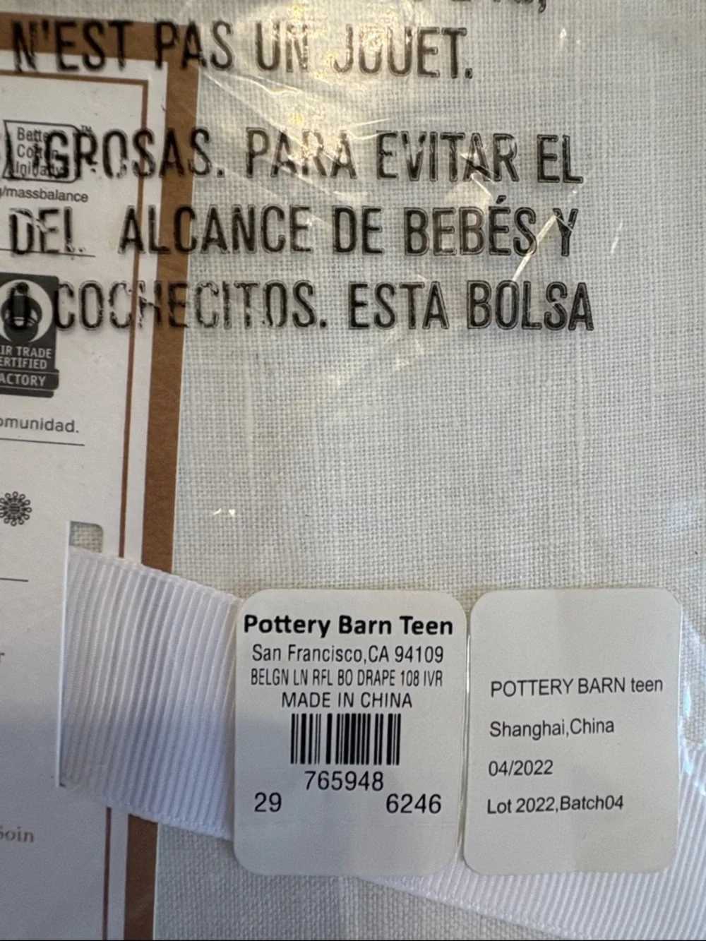 Pottery barn teen Belgian Linen Ruffle Curtain set of 2